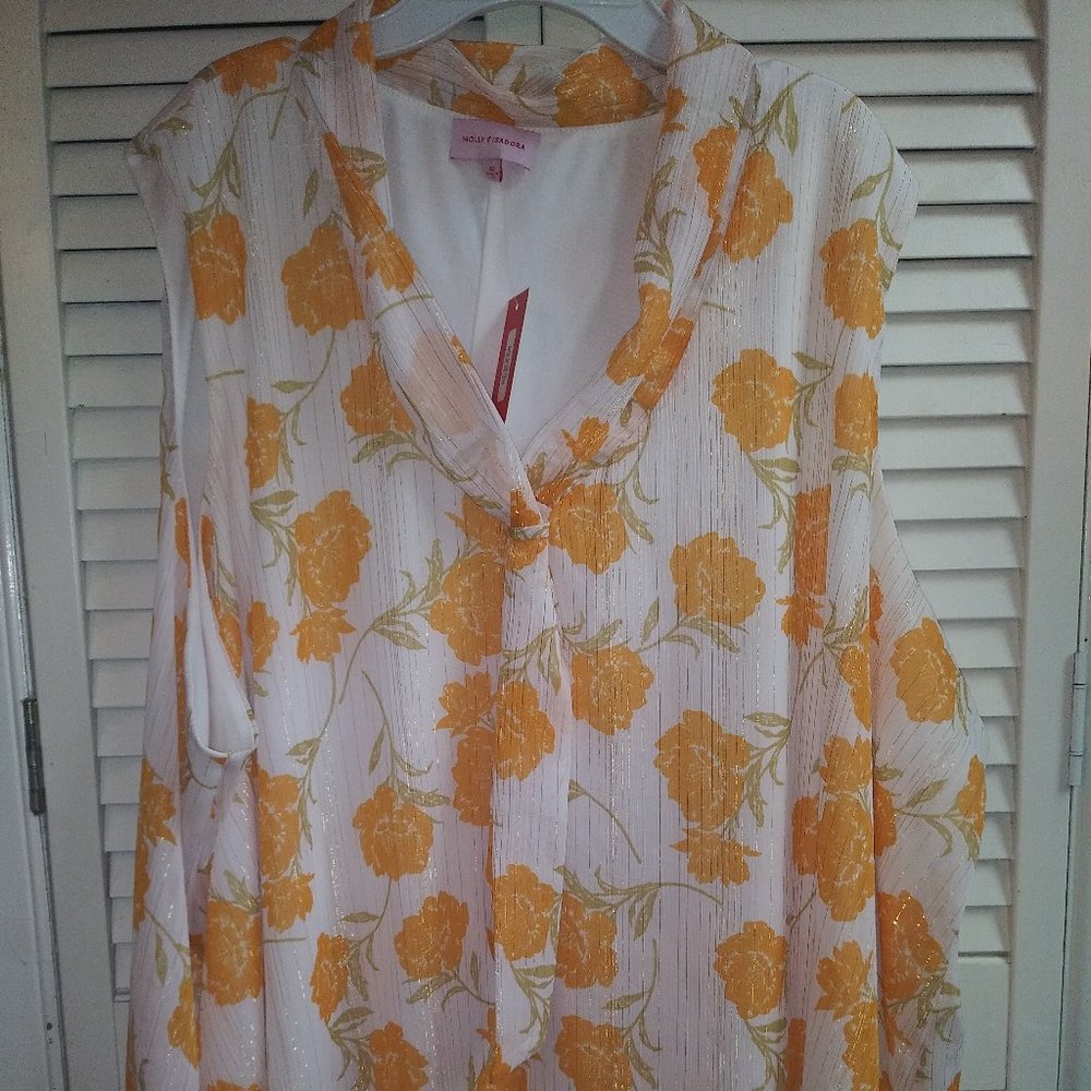 Antonella Sleeveless Floral-Print Tie-Neck Blouse